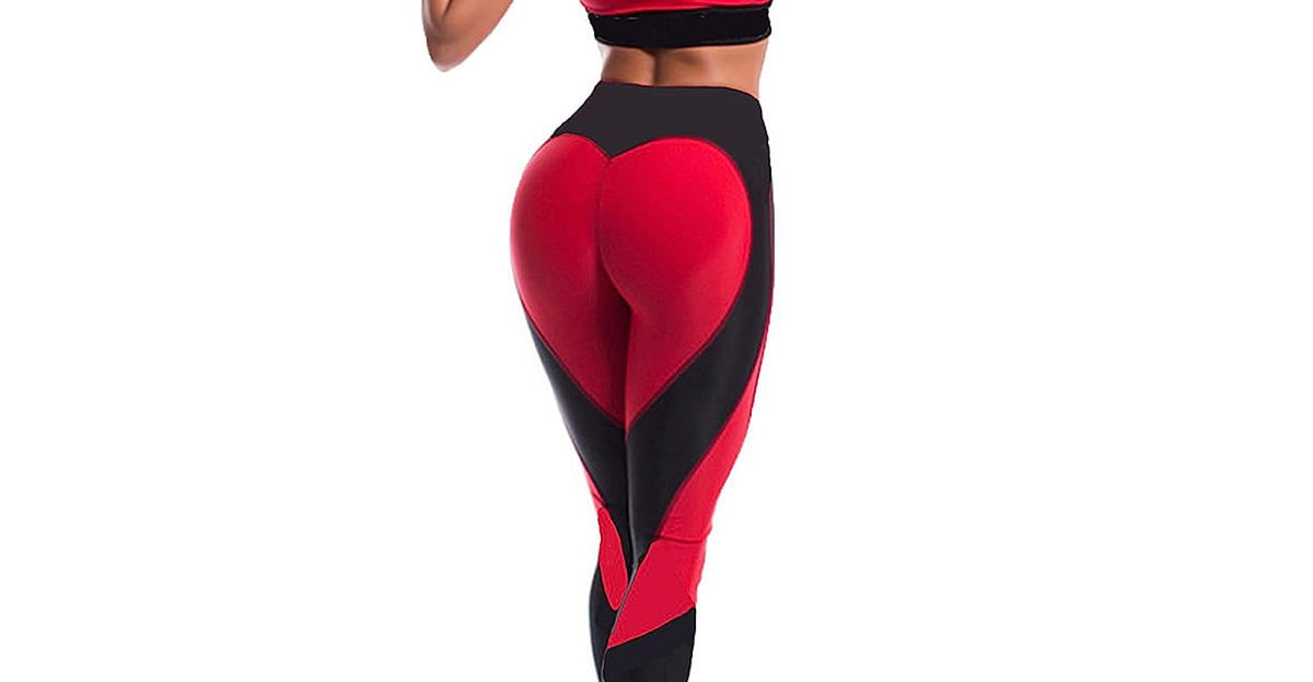SEASUM Women Yoga Pants Heart Shape Patchwork Leggings High Waist Capris  Workout Sport Fitness Gym Tights