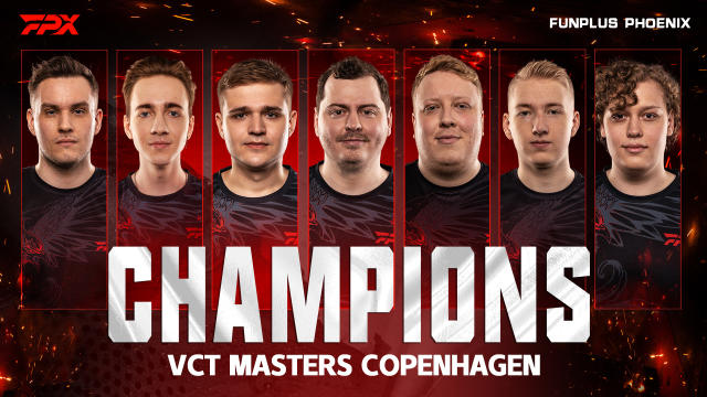 FunPlus Phoenix claimed the championship of VALORANT Masters Copenhagen after they outlasted Paper Rex, 3-2, in the tournament's grand finals. (Photo: FunPlus Phoenix)