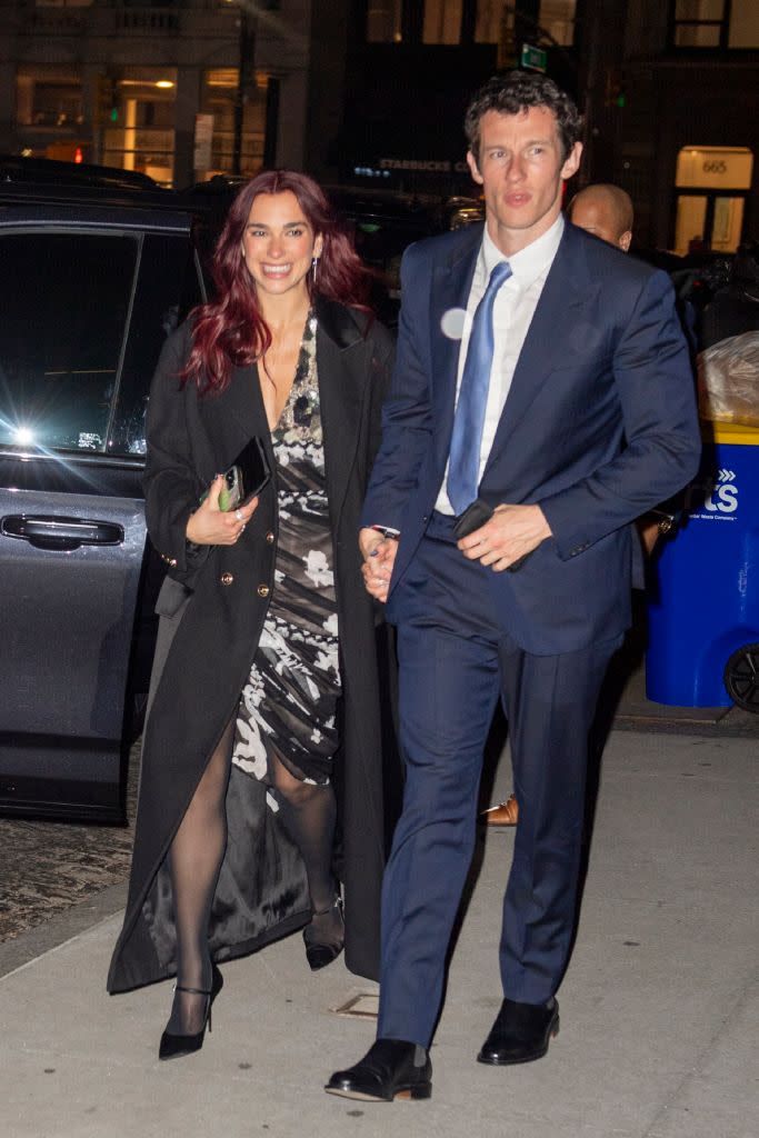 MANHATTAN, NEW YORK - APRIL 25: Dua Lipa and Callum Turner are seen going to dinner on April 26, 2024 in Manhattan, New York. (Photo by MEGA/GC Images)