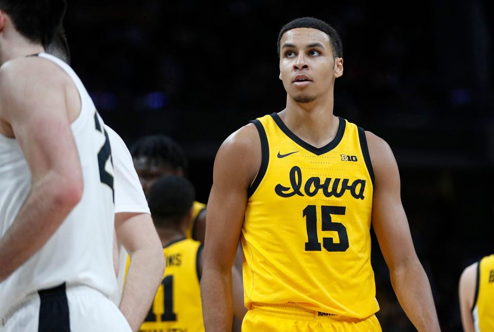 Iowa forward Keegan Murray helped lead the Hawkeyes to the 2022 Big Ten tournament championship with a victory over Purdue in the final.