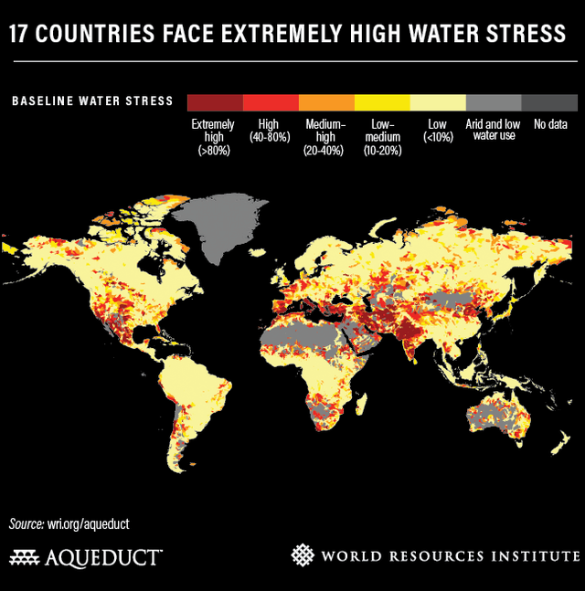 各國缺水壓力風險圖。(翻攝自World Resources Institute官網)