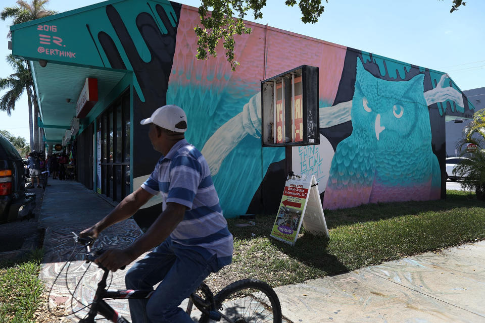 A strip mall in the Little Haiti neighborhood, Miami. Shop owners face displacement after they say the property owner they rented from sold to a developer and served the Haitian-owned businesses in the plaza with eviction notices. (Photo: Joe Raedle via Getty Images)