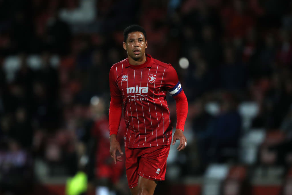  Cheltenham Town season preview 2023/24 Curtis Davies of Cheltenham Town during a pre season friendly against Cheltenham Town at Completely-Suzuki Stadium on July 18, 2023 in Cheltenham, England 