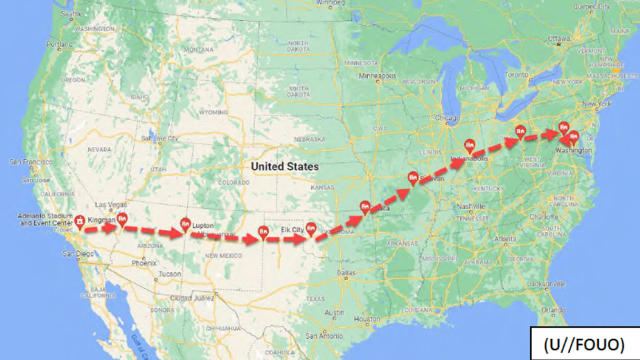Route of trucker convoy. (Northern Virginia regional intelligence center)