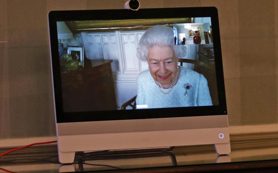 The Queen chats to her guests via videolink from Windsor - Yui Mok/PA