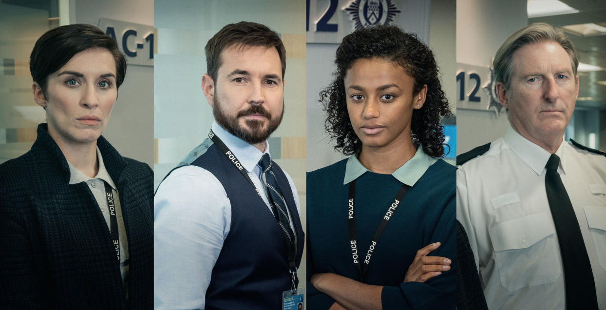 DI Kate Fleming (VICKY MCCLURE), DS Steve Arnott (MARTIN COMPSTON), DC Chloe Bishop (SHALOM BRUNE-FRANKLIN), Superintendent Ted Hastings (ADRIAN DUNBAR) - (World Productions/Aidan Monaghan/Steffan Hill)