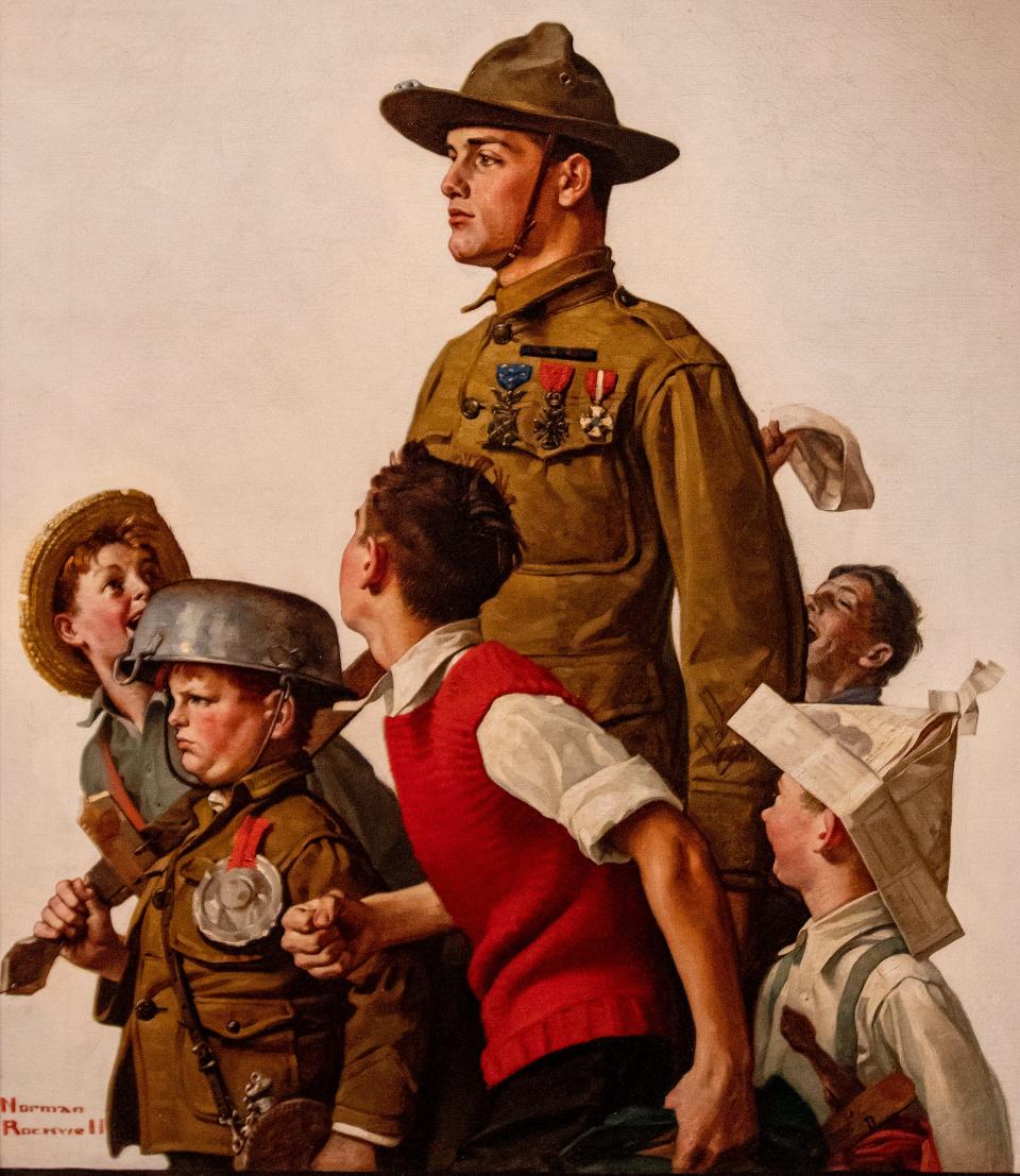 "The Doughboy and His Admirers " by Norman Rockwell in the new Rockwell/Wyeth Icons Of Americana exhibit at the Polk Museum of Art in Lakeland Fl. Wednesday January 24,2024.
Ernst Peters/The Ledger