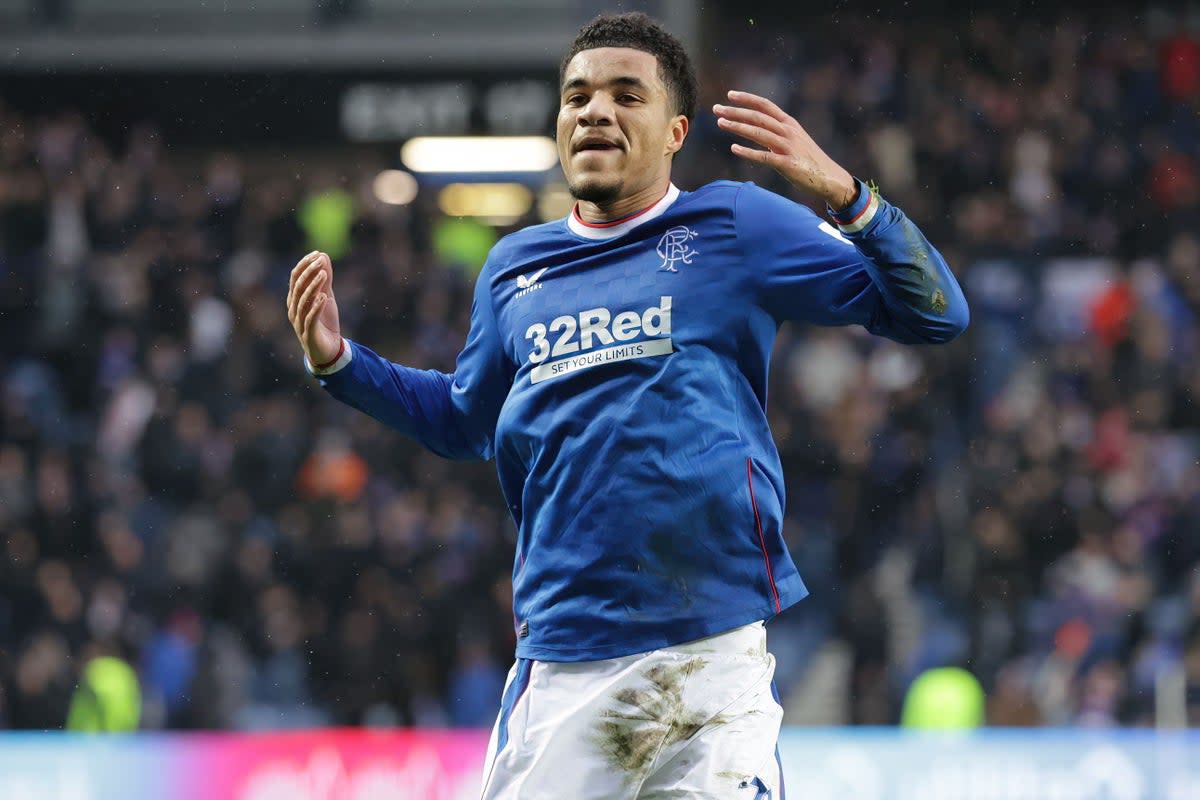 Malik Tillman celebrates after opening the scoring for Rangers against Ross County (Steve Welsh/PA) (PA Wire)