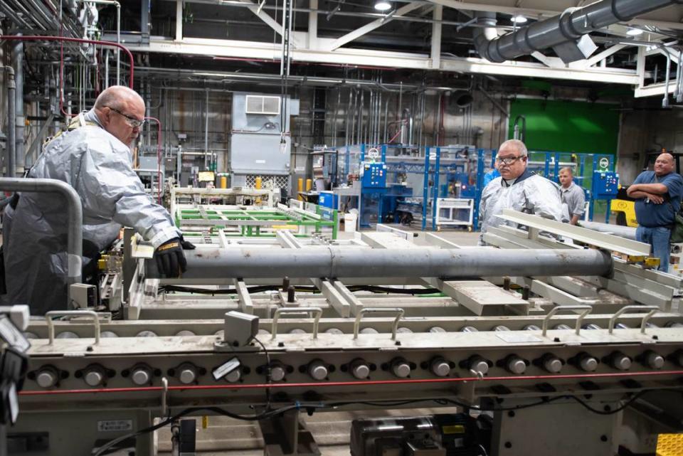 Blue Grass Chemical Agent-Destruction Pilot Plant (BGCAPP) operators load the first M55 rocket containing GB nerve agent into the plant’s automated destruction system on July 6, 2022. This marked the fifth and final destruction campaign to begin at the plant.