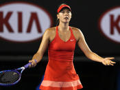 Maria Sharapova reacts to a call in the final.