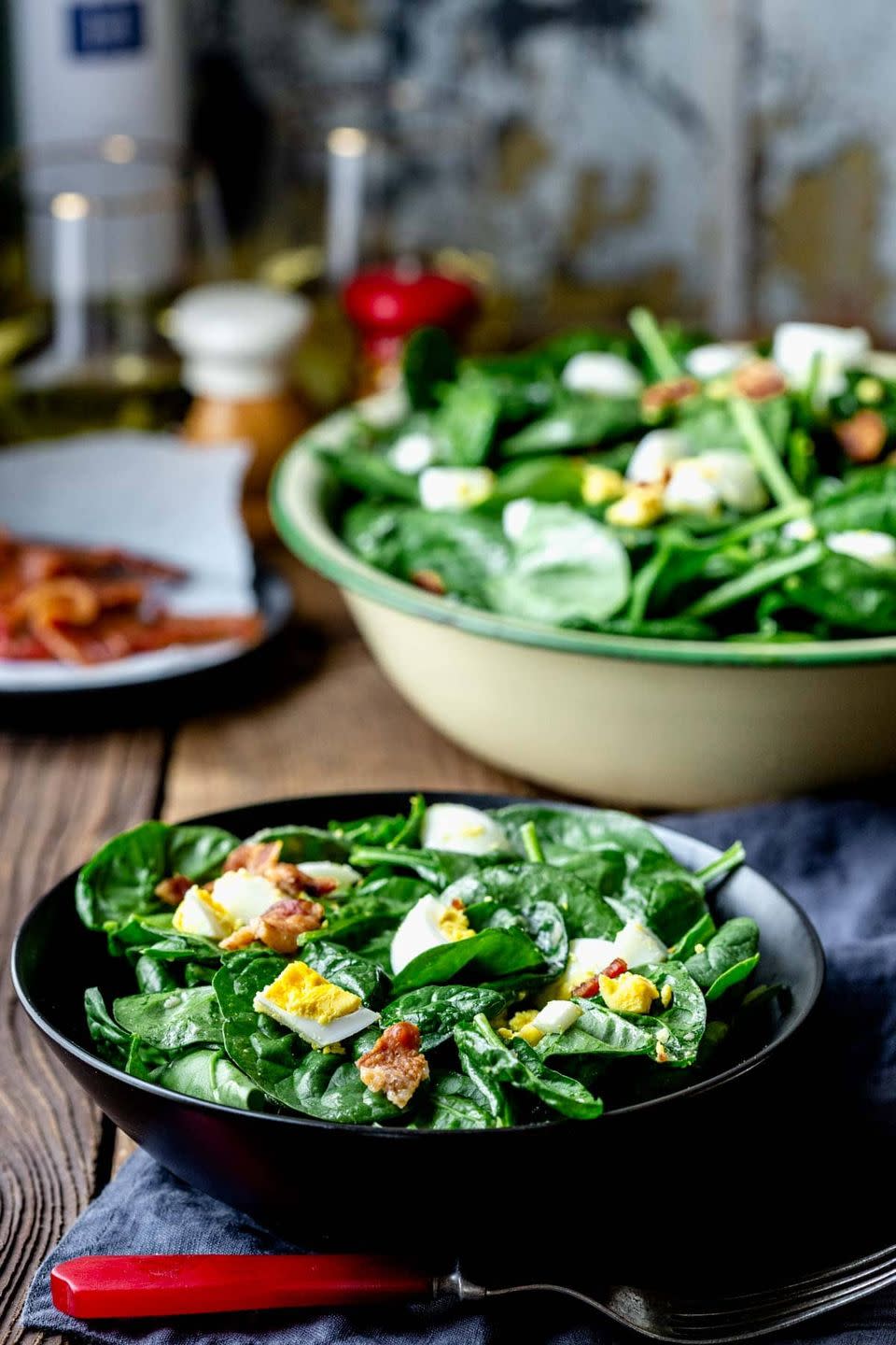 Spinach Salad with Bacon and Eggs