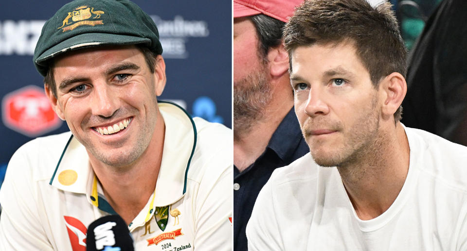 Pictured left to right, Pat Cummins and Tim Paine.