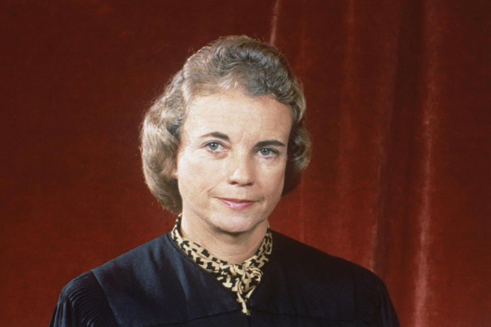 FILE - Supreme Court Associate Justice Sandra Day O'Connor poses for a photo in 1982. The late Justice Sandra Day O'Connor, the first woman to serve on the Supreme Court and an unwavering voice of moderate conservatism for more than two decades, will lie in repose in the court's Great Hall on Monday, Dec. 18, 2023. (AP Photo, File)