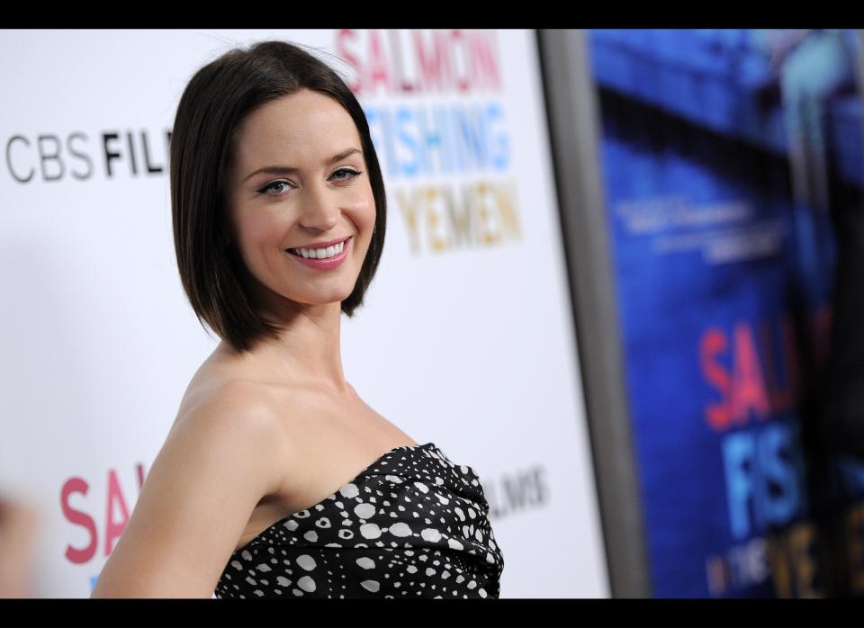 Pictured: Emily Blunt, a cast member in "Salmon Fishing in the Yemen," poses at the premiere of the film in Los Angeles, Monday, March 5, 2012. (Photo: Chris Pizzello, AP)