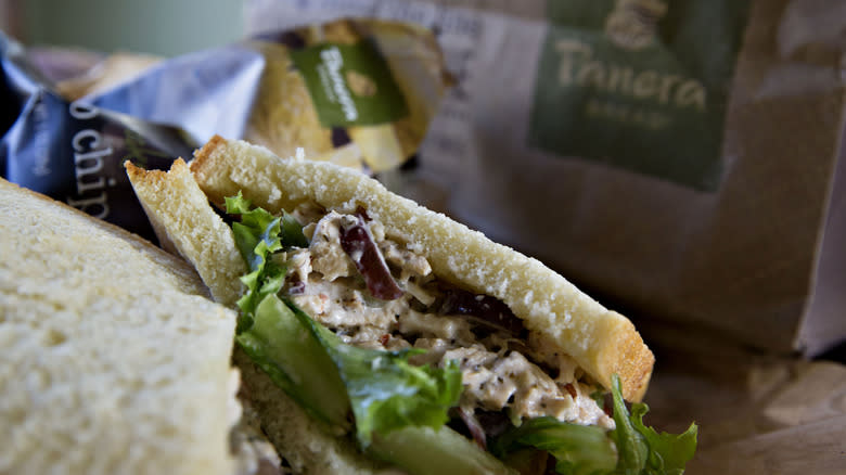 Close-up of Panera sandwich 