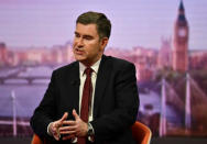 Britain's Secretary of State for Justice David Gauke appears on BBC TV's The Andrew Marr Show in London, Britain, March 31, 2019. Jeff Overs/BBC/Handout via REUTERS