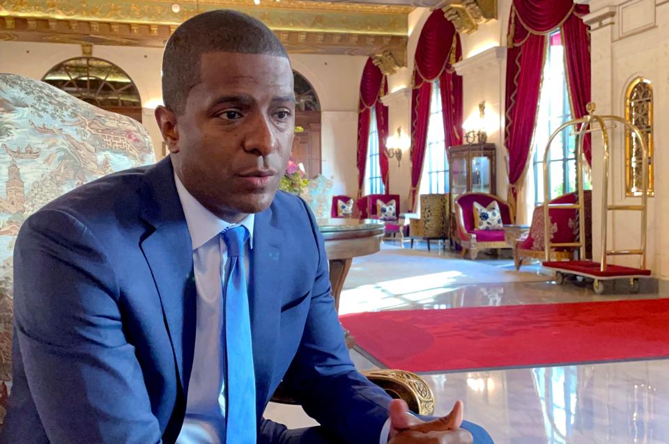 Bakari Sellers, a South Carolina lawyer and former state lawmaker, speaks with The Associated Press on Thursday Oct. 28, 2021, about a settlement reached with the U.S. Department of Justice and families of those slain in a 2015 racist attack on Mother Emanuel AME Church in Charleston, S.C.