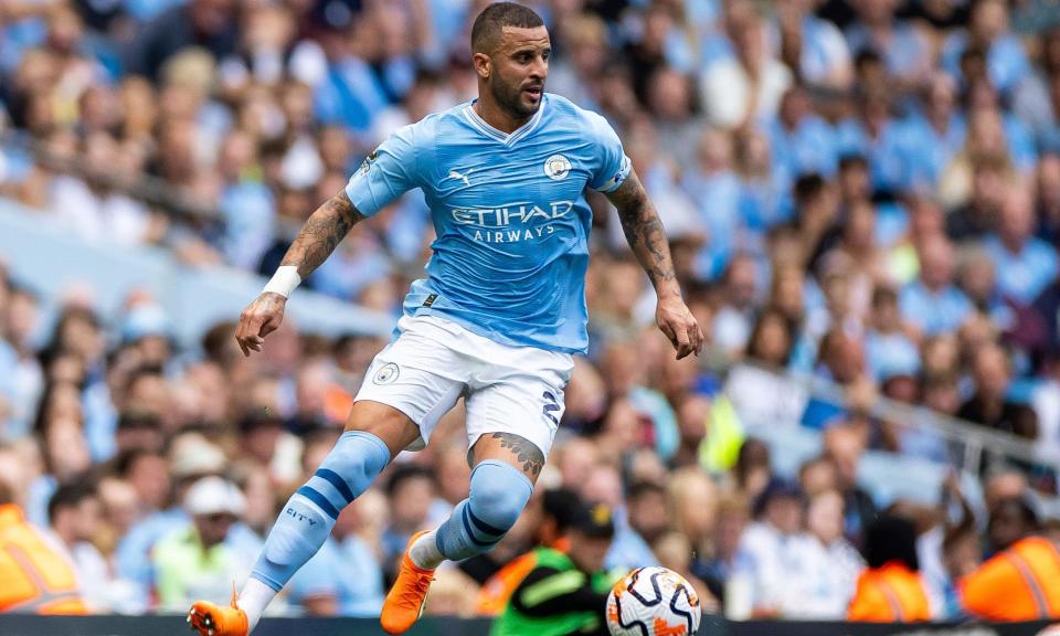 <span>Kyle Walker, in action against Fulham last season, was an unused substitute in Manchester City’s opening weekend victory over Chelsea.</span><span>Photograph: Manjit Narotra/ProSports/Shutterstock</span>