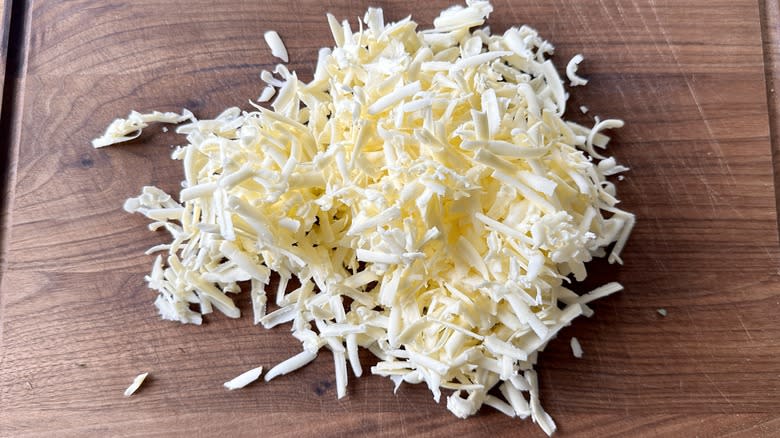 grated butter on cutting board