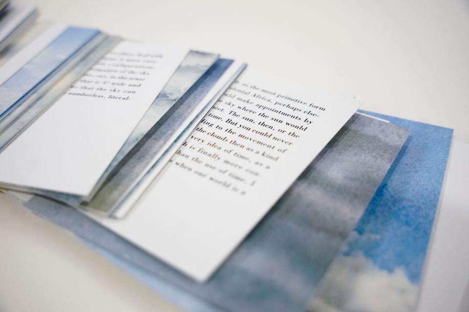 "100 Skies", an artist book featuring watercolors by Geoffrey Hendricks and text by Henry Martin, is shown at Florida Gulf Coast University's library in Fort Myers on Wednesday, Feb. 22, 2023.
(Photo: Jonah Hinebaugh/Naples Daily News)