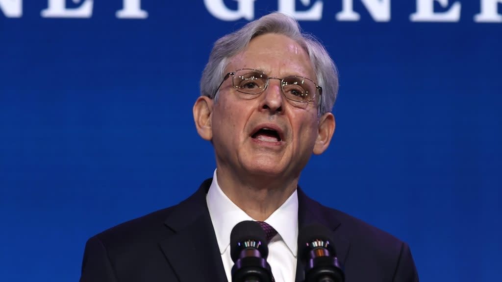 U.S. attorney general nominee and federal judge Merrick Garland delivers remarks last month in Delaware. The United States Justice Department is expected to ask all but two U.S. attorneys to resign from their appointed posts. (Photo by Chip Somodevilla/Getty Images)