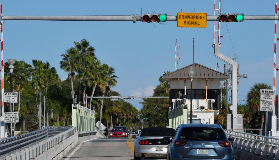 The Mathers Bridge swing-span bridge connects the south end of Merritt Island to Indian Harbour Beach over the Banana River.