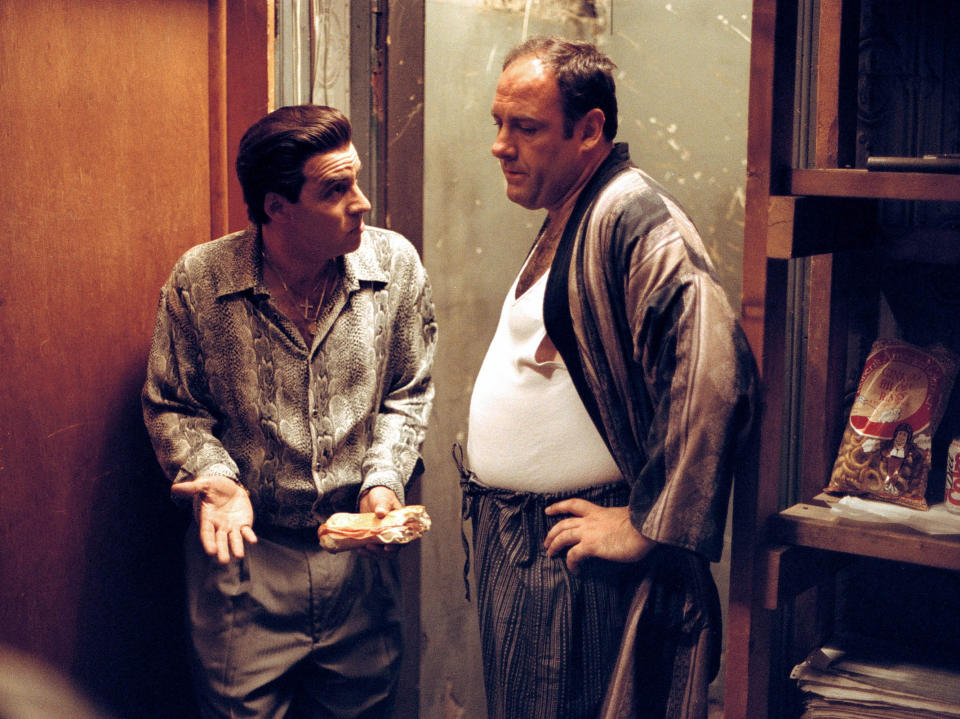 Steve Van Zandt (left) as Silvio Dante and James Gandolfini (right) as Tony Soprano in the hit HBO series 'The Sopranos'HBO