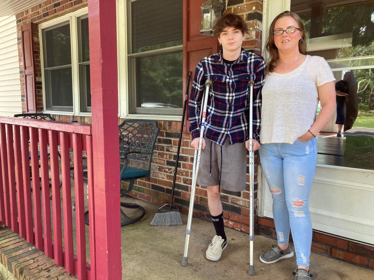 Sammy Magee (left) with his mother Rene Parker outside their Little Egg Harbor Home on Aug. 9, 2024.