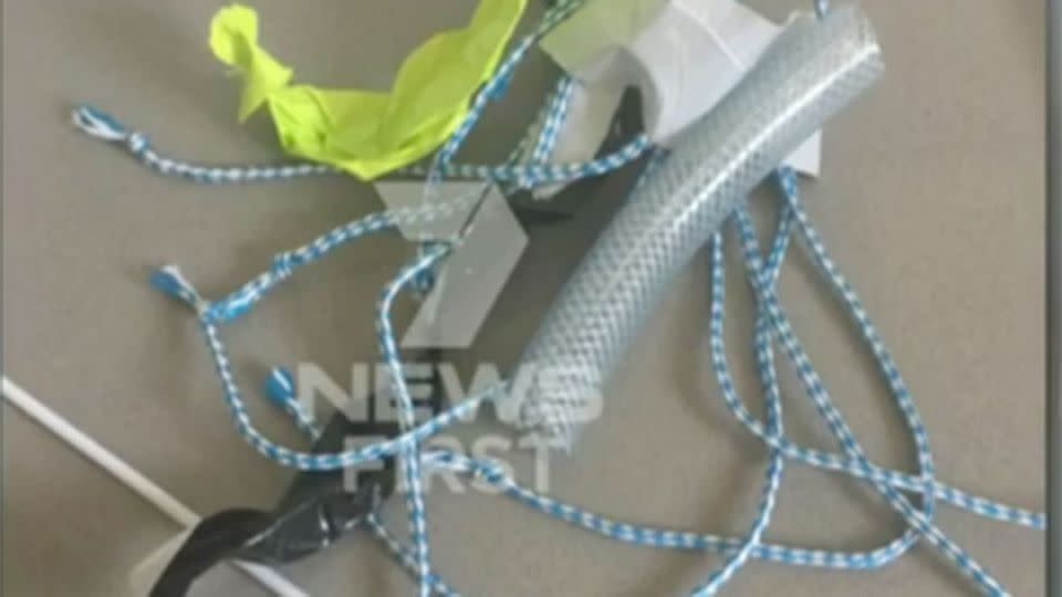 Police found rope and gaffer tape under a bed while investigating the murder-suicide. Photo: 7 News.