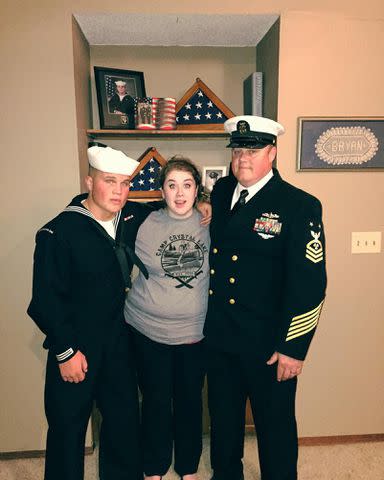 <p>Zach Bryan Instagram</p> Zach Bryan with his dad Dewayne Bryan and sister MacKenzie Bryan Taylor