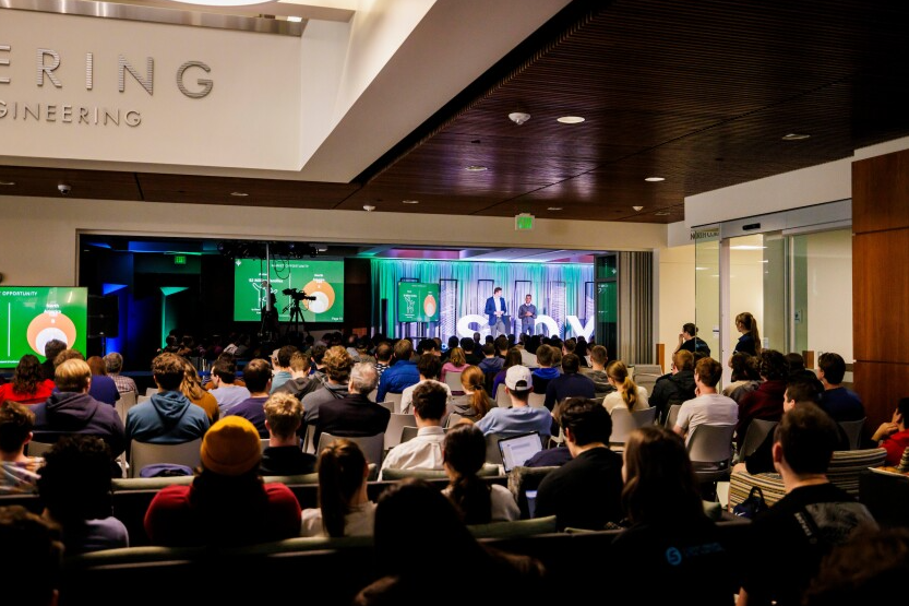 Crowd watching the 2024 Student Innovator of the Year Competition this month (Photo by Brooklyn Jarvis/BYU Photo)