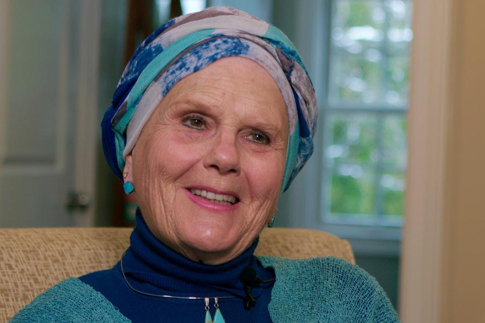 In this image taken from video, Lynda Bluestein smiles during an interview in the living room of her home, Feb. 28, 2023, in Bridgeport, Conn. Bluestein, who pushed for expanded access to Vermont's law that allows people who are terminally ill to receive lethal medication to end their lives, died in Vermont on Thursday, Jan. 4, 2024. Bluestein had terminal cancer and ended her life by taking prescribed medication.