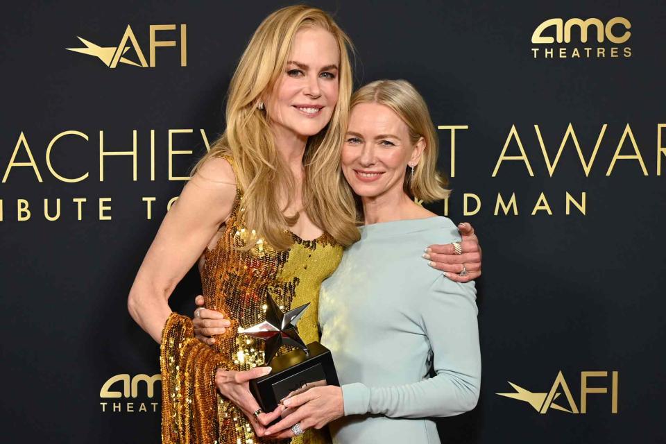 <p>Jon Kopaloff/Getty </p> Nicole Kidman (left) and Naomi Watts in Los Angeles on April 27, 2024 