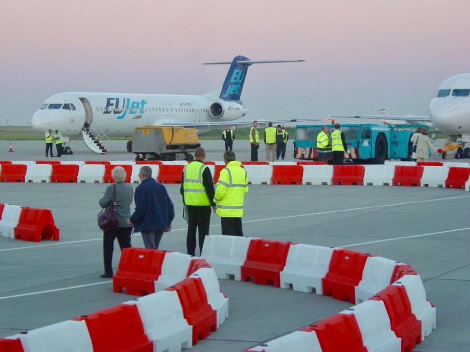 Poor Fokker: Manston airport on the launch day for EUjet, which lasted for less than a year with its fleet of Fokker 100 aircraft (Simon Calder)