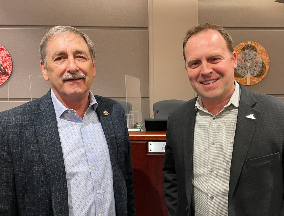 Moncton city councillors Bryan Butler, left, and Dave Steeves, represent the city's north end. 