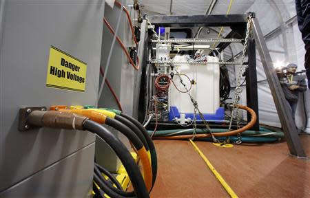 The Field Deployable Hydrolysis System used to destroy and neutralize chemical weapons sits aboard the MV Cape Ray before its deployment from the NASSC0-Earl Shipyard in Portsmouth, Virginia, January 2, 2014. REUTERS/Larry Downing