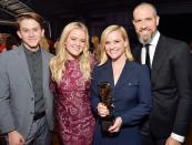 Reese Witherspoon is joined by kids Deacon and Ava Phillippe and husband Jim Toth on Wednesday as she is honored with the Sherry Lansing Leadership Award at <em>The Hollywood Reporter</em>'s Power 100 Women in Entertainment event at Milk Studios in Hollywood.