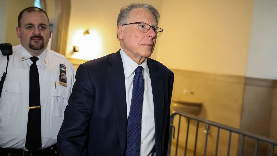 Wayne LaPierre, former CEO of the National Rifle Association, arrived for the civil trial at the New York State Supreme Court on Monday, January 8. - Brendan McDermid/Reuters