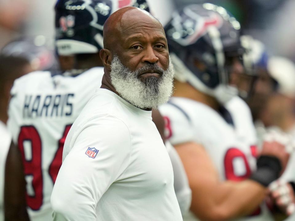 Lovie Smith watches his team before a game against the Indianapolis Colts.