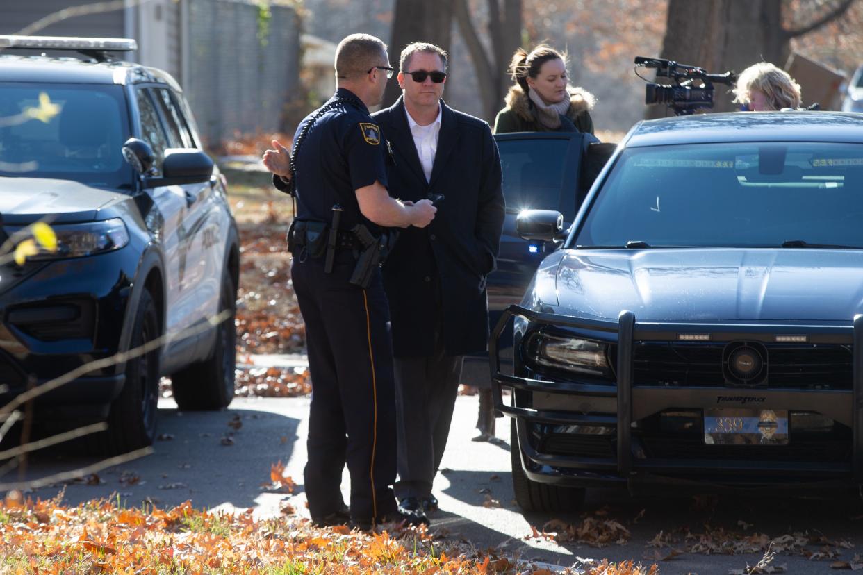 Topeka city manager Stephen Wade, center, is shown at the scene of a Dec. 1 shooting involving a Topeka police officer. Wade recently hired Alicia Guerrero-Chavez to serve as the city's internal investigator.