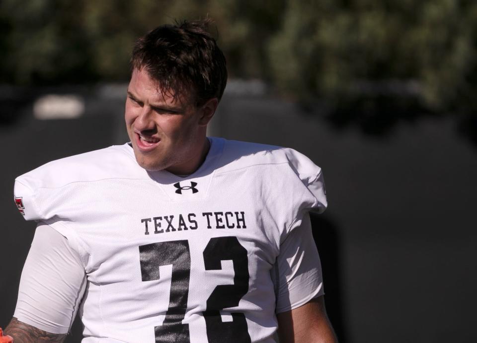 Texas Tech offensive lineman Landon Peterson (72) has played in 36 games for the Red Raiders, starting nine. The Odessa Permian graduate announced plans Monday to have his name entered into the NCAA transfer portal.