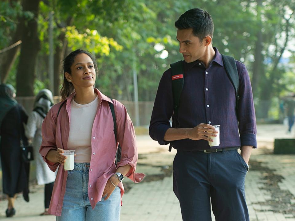 Masaba Gupta and Ritwik Bhowmik in “I Love Thane”. (Prime Video)