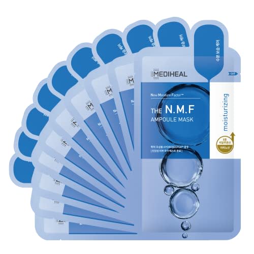 Mediheal Official Best No.1 Korean Sheet Mask - NMF Ampoule Face Mask 10 Sheets For Intensely Hydrating Moisturizing with NMF For All Skin Types (AMAZON)