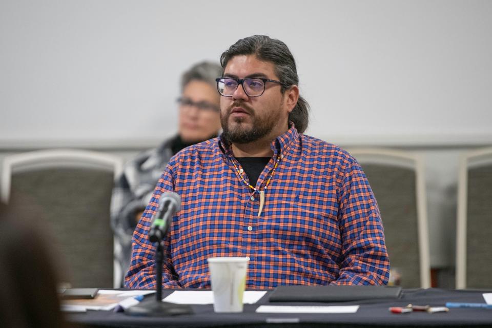 Pueblo City Council member Vicente Martinez Ortega listens to a presentation during a city council work session retreat at the Pueblo Convention Center on Saturday, March, 3, 2023.