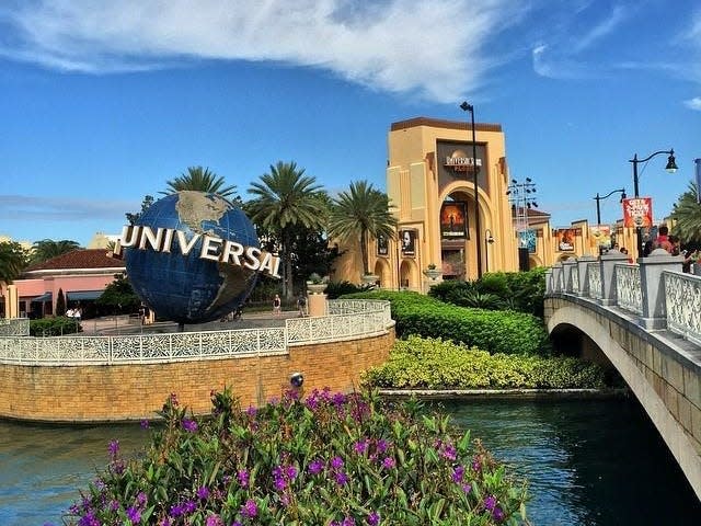 shot of universal globe at universal orlando