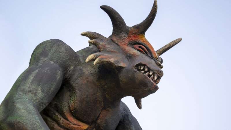 Statue of a horned demon