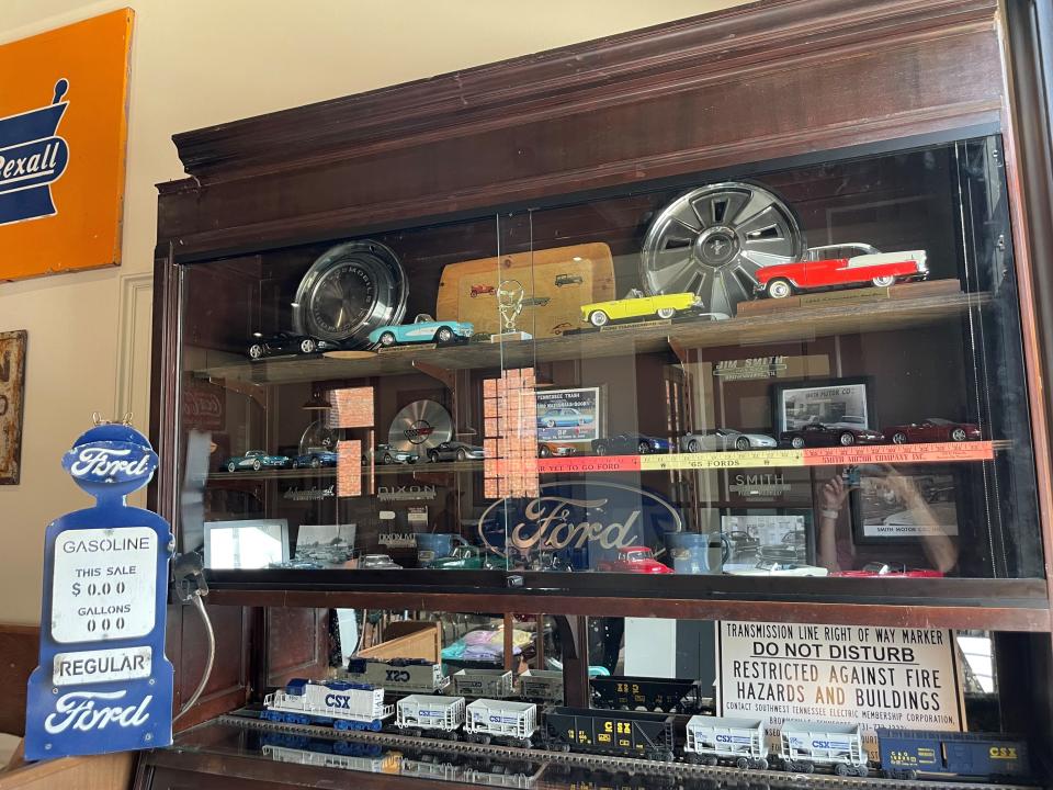 Livingston's Soda Fountain and Grill in Brownsville has a dedicated Ford memorabilia case at the restaurant. Livingston's debuted its new BlueOval City milkshake Wednesday, July 27.