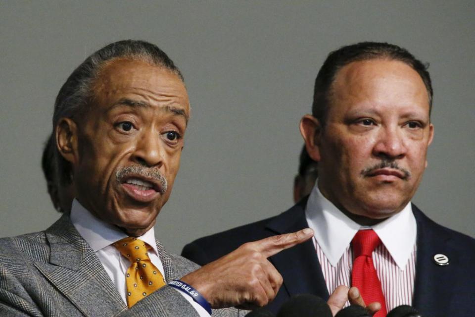 Rev. Al Sharpton speaks next to Marc Haydel Morial, President & CEO of the National Urban League. (Photo by Kena Betancur/Getty Images)