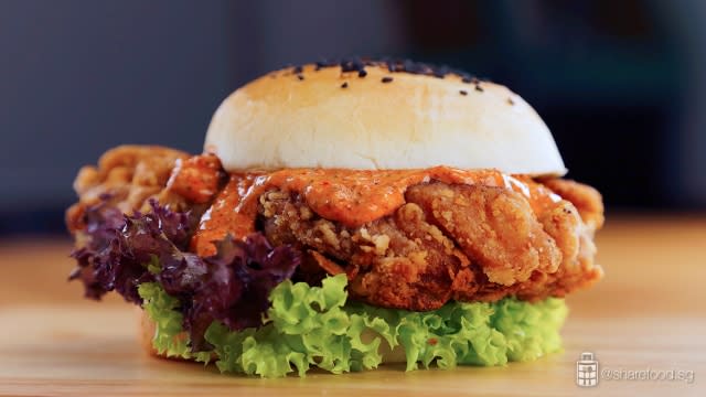 Prawn-Paste-Chicken-Burger-drenched-in-sambal-mayonnaise