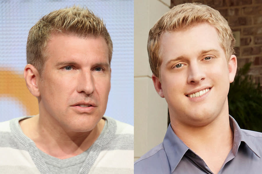 <p>Kyle, who fans of <i>Chrisley Knows Best</i> recognize from the first season of the reality show, <a rel="nofollow noopener" href="http://www.dailymail.co.uk/news/article-2805604/EXCLUSIVE-s-snake-shut-child-s-life-Kyle-Chrisley-happily-married-drug-free-reveals-reality-star-dad-stolen-daughter-ruthlessly-kicked-show.html" target="_blank" data-ylk="slk:publicly accused;elm:context_link;itc:0;sec:content-canvas" class="link ">publicly accused</a> his father of stealing his daughter and kicking him off the show. The truth, Todd argues, is that his adult son has struggled with drug addiction and sometimes skips his medicine for <a rel="nofollow noopener" href="http://people.com/tv/todd-chrisley-family-trials-tribulations-bankruptcy-cancer-estranged-son-kyle/" target="_blank" data-ylk="slk:bipolar disorder;elm:context_link;itc:0;sec:content-canvas" class="link ">bipolar disorder</a>. (Photos: Getty Images) </p>